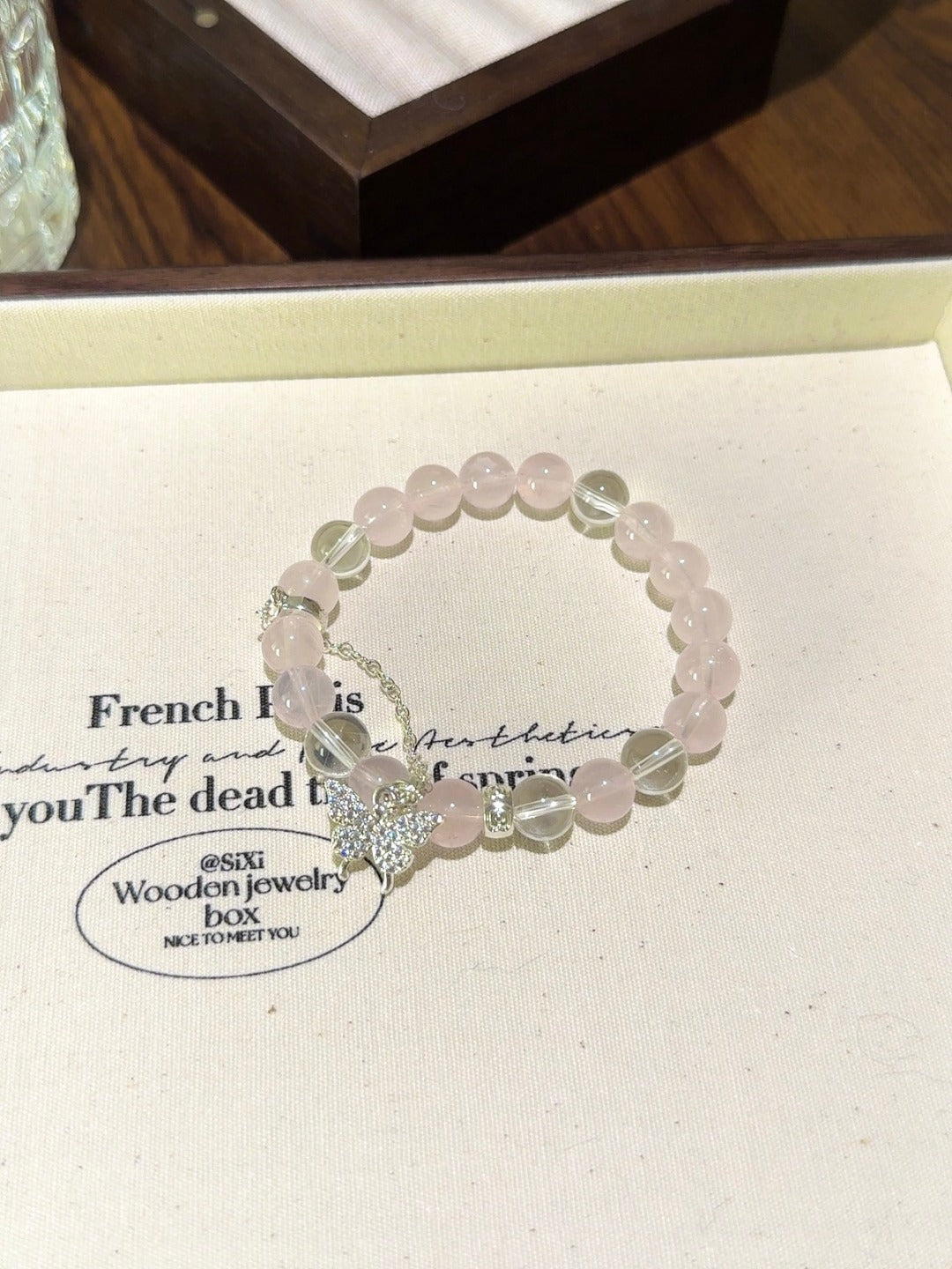 ▫️▪️ Pink crystal white crystal bracelet